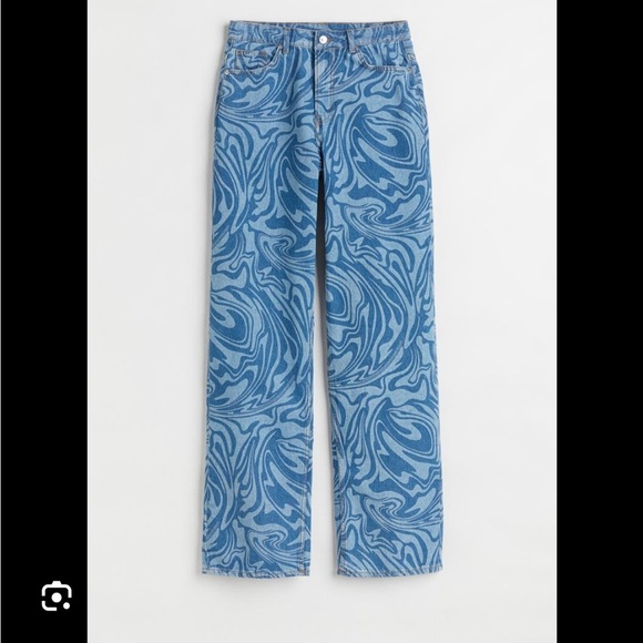 Divided baggy straight leg 90s funky pattern jeans - Picture 1 of 4